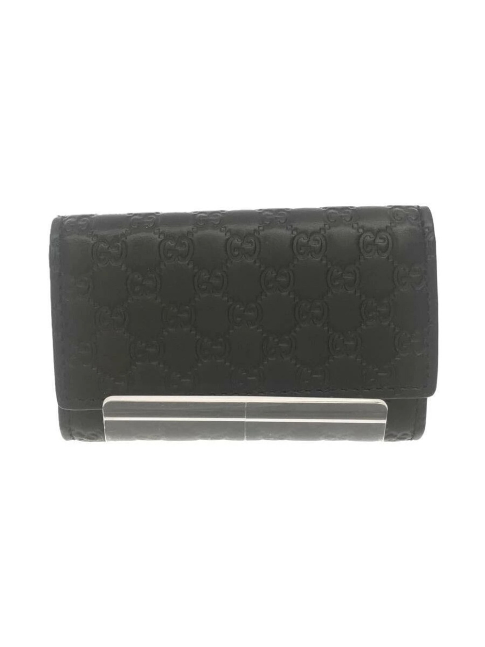 Gucci Key Case Wallet Leather Black Hooks Microguccissima